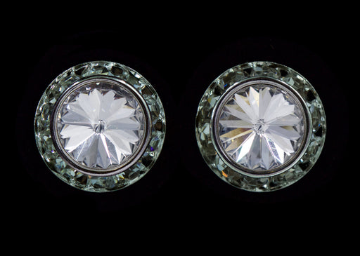 #12536 13mm Rondel with Rivoli Button Earrings