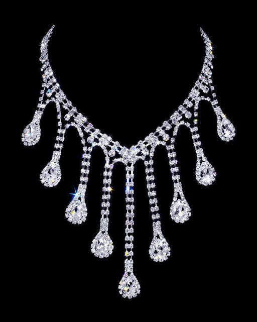 Necklaces - Bibs #16982 - Dripping Rhinestone Necklace