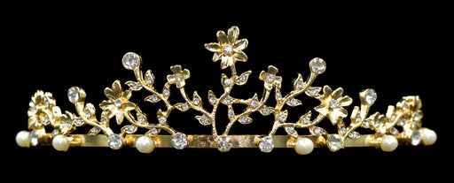 #10949G - Filigree Crystal Tiara - Gold Plated