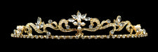 Dainty Swirl Pearl Tiara - #11109G Gold Plated