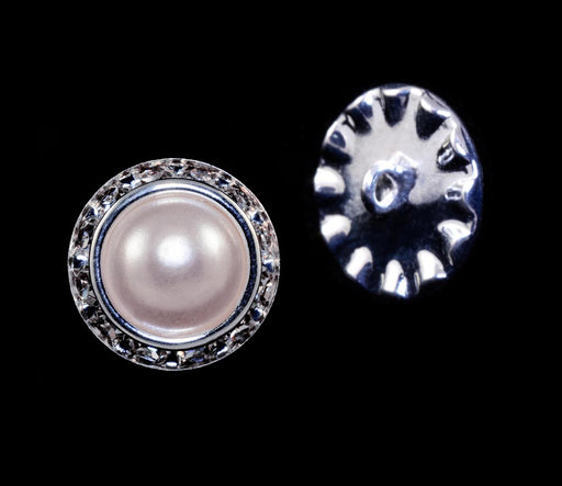 16mm Rondel Button with Imitation Pearl Center - 11789/16mm