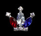 #11891RWB Rhinestone Crown Pin - Red White and Blue