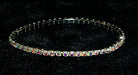 #11950ABS Single Row Stretch Rhinestone Bracelet -  (Iridescent Stones) AB  Silver
