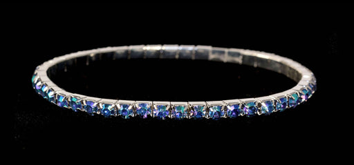 #11950 Single Row Stretch Rhinestone Bracelet - Light Sapphire AB Crystal  Silver