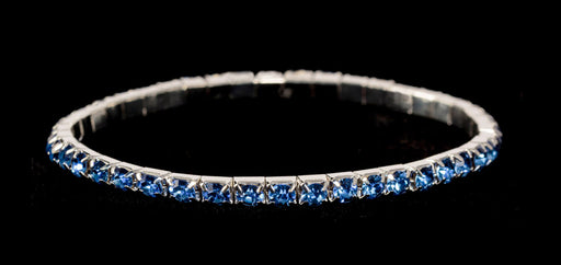 #11950 Single Row Stretch Rhinestone Bracelet - Light Sapphire Crystal  Silver
