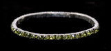 #11950 Single Row Stretch Rhinestone Bracelet - Olivine Crystal  Silver