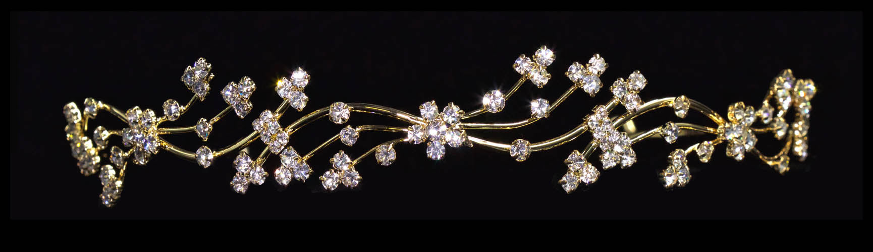 #12195 - 3 Row Track Tiara - Gold Plated