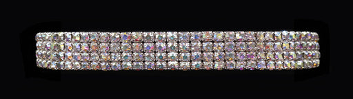 #12203ABS - 4 Row Stretch Rhinestone Necklace (Iridescent Stones)- AB Silver