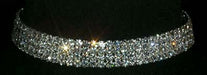 #12203 - 4 Row Stretch Rhinestone Necklace - Clear Crystal Silver