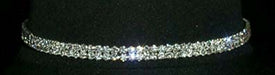 #12204 - 2 Row Stretch Rhinestone Necklace - Clear Crystal Silver