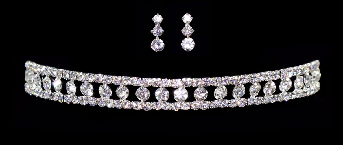 #12381 - Stretch Diamond Shape Necklace and Earring Set