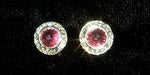 #12535 Rose 11mm Rondel with Rivoli Button Earrings