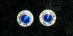 #12535 Sapphire 11mm Rondel with Rivoli Button Earrings