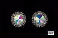 #12535 11mm Rondel with Rivoli Button Earrings -AB Clip