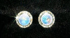 #12536 AB 13mm Rondel with Rivoli Button Earrings