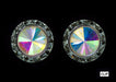 #12536 13mm Rondel with Rivoli Button Earrings - ab-Clip