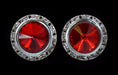 #12537 Light Siam 16mm Rondel with Rivoli Button Earrings