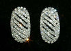 Convex Oval with Diagonal Lines Earrings #12589