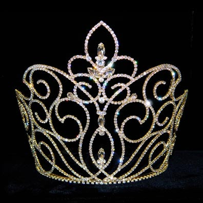 #12746G - Large Rising Fleur De Lis Crown - Gold Plated