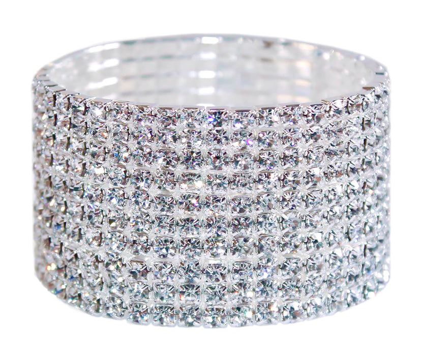 #13268XS - 10 Row Stretch Rhinestone Bracelet - Crystal Silver