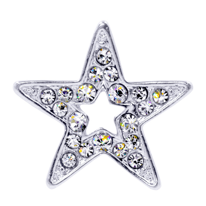 #13474S Rhinestone Casted Open Star Pin - Silver Plated