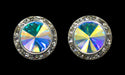 #14999ab 20mm Rondel with AB Rivoli Button Earrings