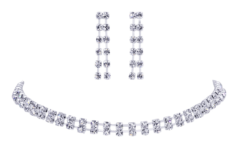 #15091 - 2 Row Necklace and Earring Set