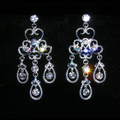 #15399 - Eduardian Crystal and AB Chandalier Earrings