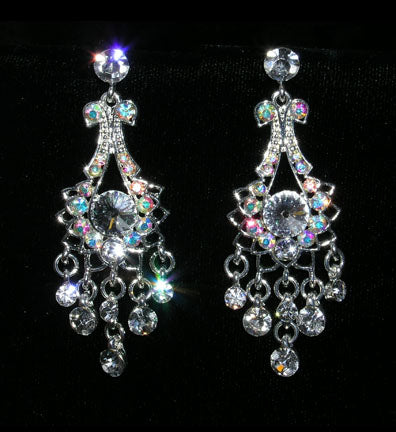 #15402 - Dainty Bow Crystal and AB Chandalier Earrings