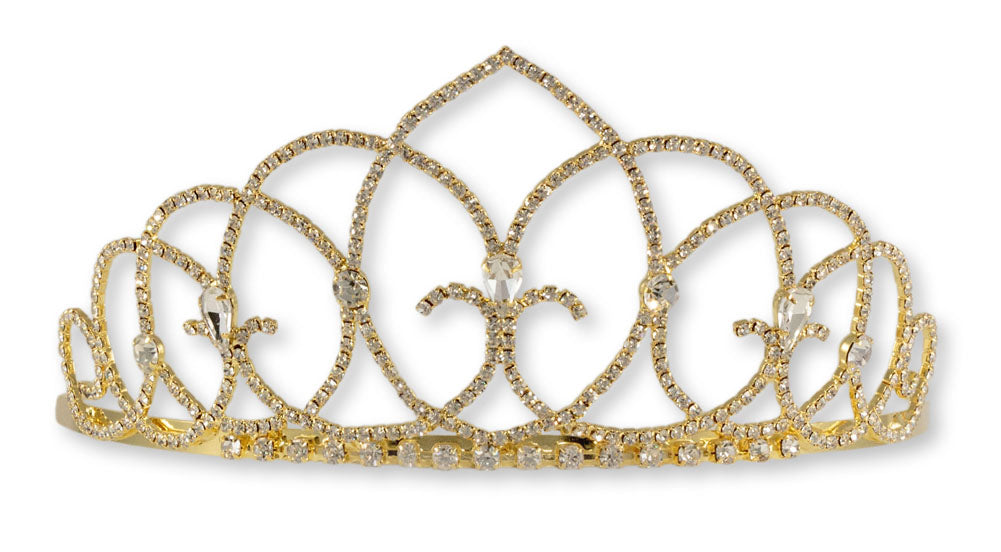 #15436G - Vaulted Ceiling Tiara with Combs - 2.5" Gold Plated