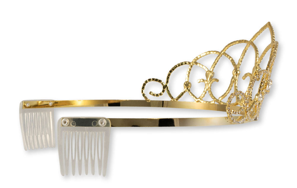 #15436G - Vaulted Ceiling Tiara with Combs - 2.5" Gold Plated