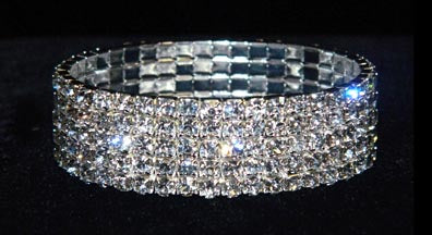 15954XS Five Row Stretch Rhinestone Bracelet -  Crystal  Silver