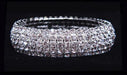 #16043 - 5 Row Domed Stretch Rhinestone Bracelet - Crystal Silver