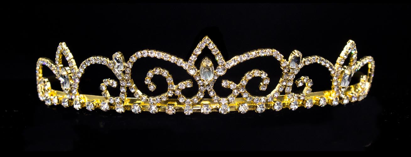 #16232G - Royal Regent Tiara with Combs - Gold Plated