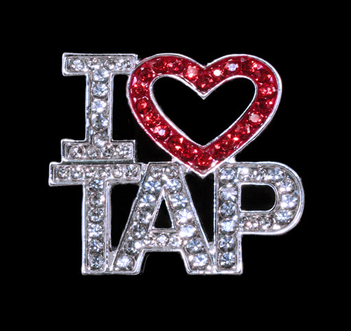 #16344REDS I Love Tap Crystal and Red Pin
