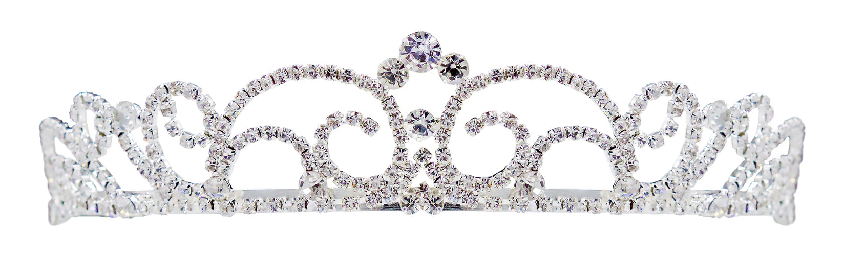 #16584 - Small Diamond Top Swirl Tiara with Combs - 2"