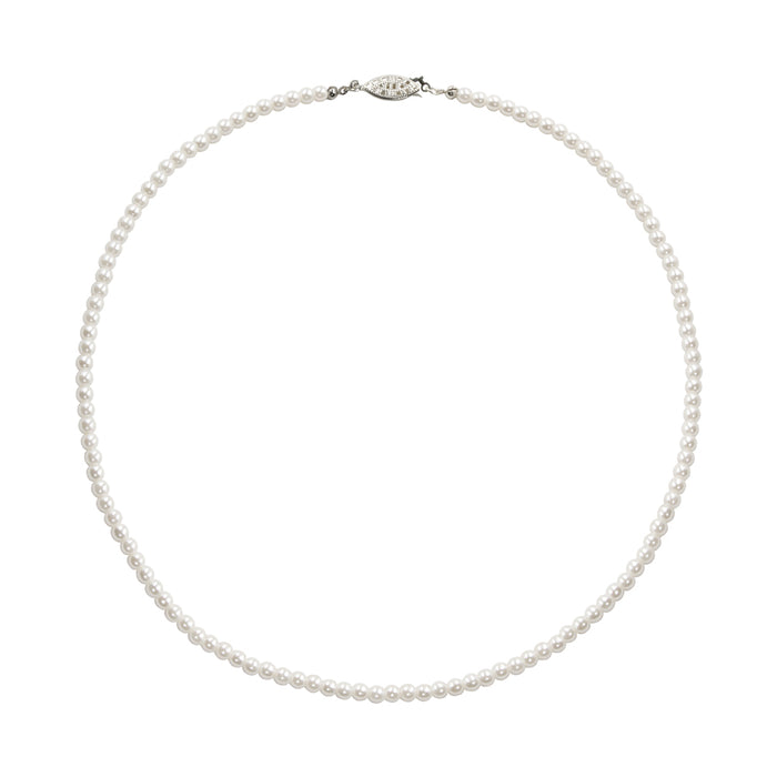 #9585-18 - 4mm Simulated White Pearl Necklace - 18"