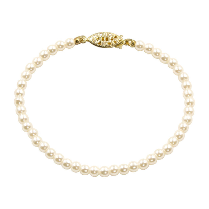 #9586-725 - 4mm Simulated Ivory Pearl Bracelet - 7.25"