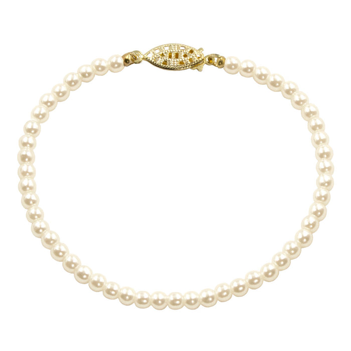 #9586-8 - 4mm Simulated Ivory Pearl Bracelet - 8"