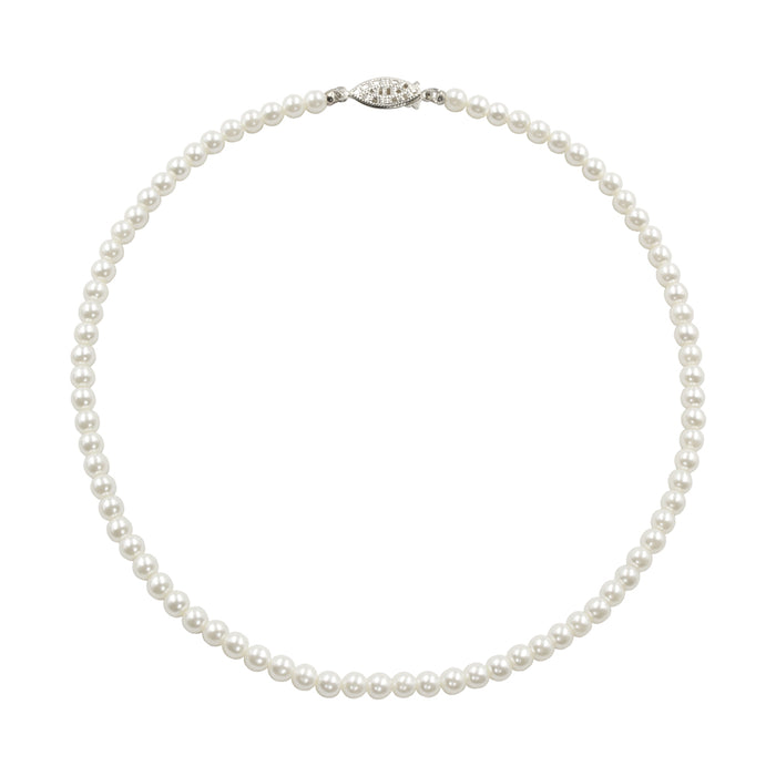 #9587-18 - 6mm Simulated White Pearl Necklace - 18"