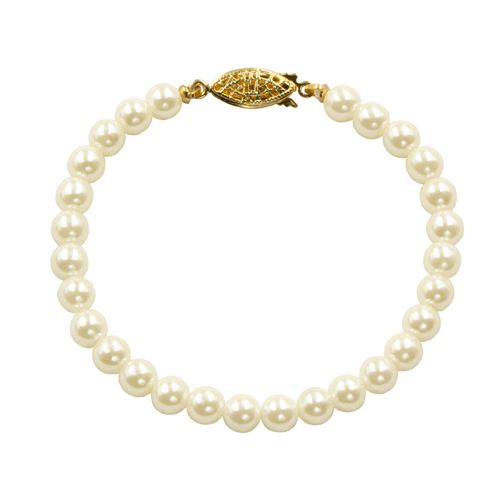 #9588-725 - 6mm Simulated Ivory Pearl Bracelet - 7.25"