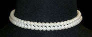 #9776 - 2 Row 6mm White Simulated Pearl Necklace-12"-15.5" Adj