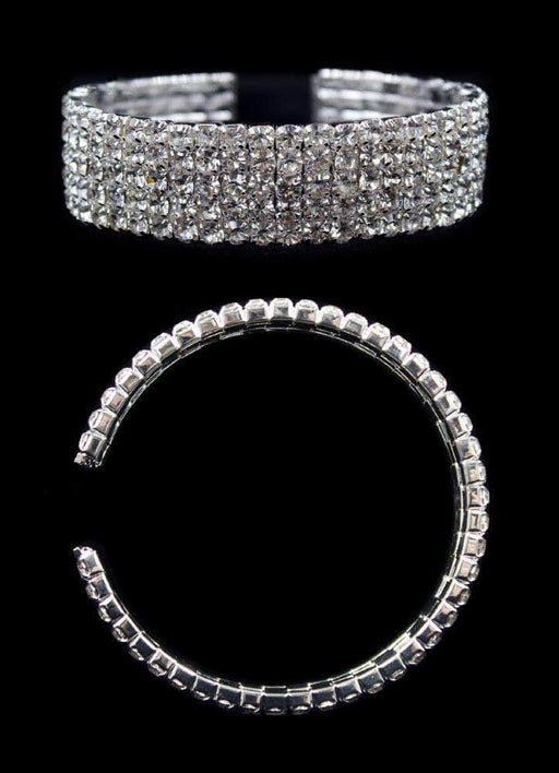 Bracelets #16514 - 5 Row Coil Rhinestone Cuff Bracelet