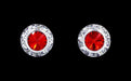 Earrings - Button #12535 Light Siam 11mm Rondel with Rivoli Button Earrings