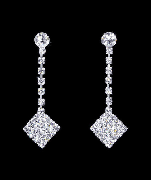 Earrings - Dangle #16884 - Simple Diamond Drop Earrings - 1.25"