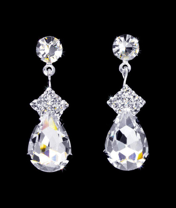 Earrings - Dangle #16899 - Diamond Pear Drop Earrings - 1.25"