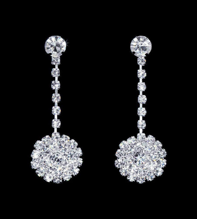 Earrings - Dangle #16901 - Round Cluster Drop Earrings - 1 3/8"