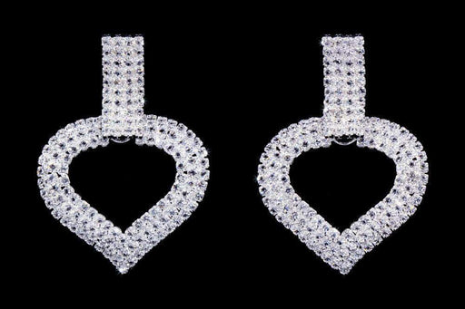 Earrings - Dangle #17063 - Curved Heart Drop Earrings - 2"