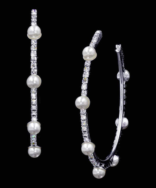 Earrings - Hoop #16926 - Spotted Pearl Hoop Earring - 2.25"
