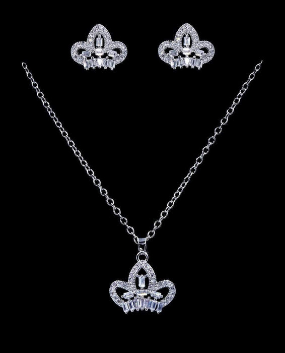 Necklace Sets - Low price #16818 - CZ Crown Necklace and Earring Set